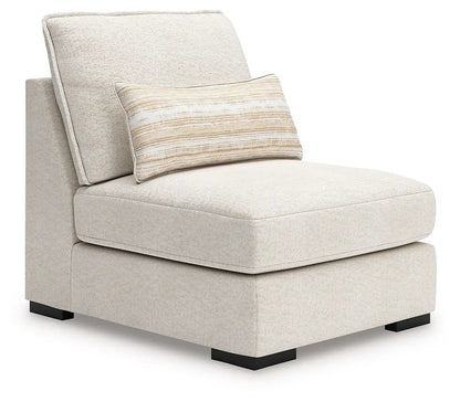 Donelson Creek Sectional beige upholstery with a striped lumbar pillow Unique Piece Furniture on Tampa Home & Garden Store