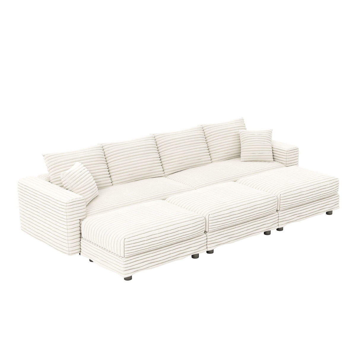 Deep Seat Sofa Bed With Ottoman and Soft Pillows