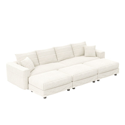 Deep Seat Sofa Bed With Ottoman and Soft Pillows