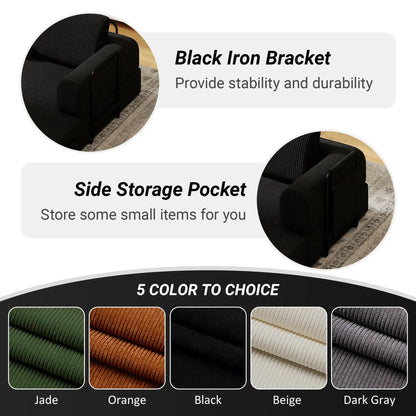 Convertible Sleeper Futon Sofa Bed with Cylindrical Pillow, fixed frame in black upholstery on Tampa Home & Garden Store