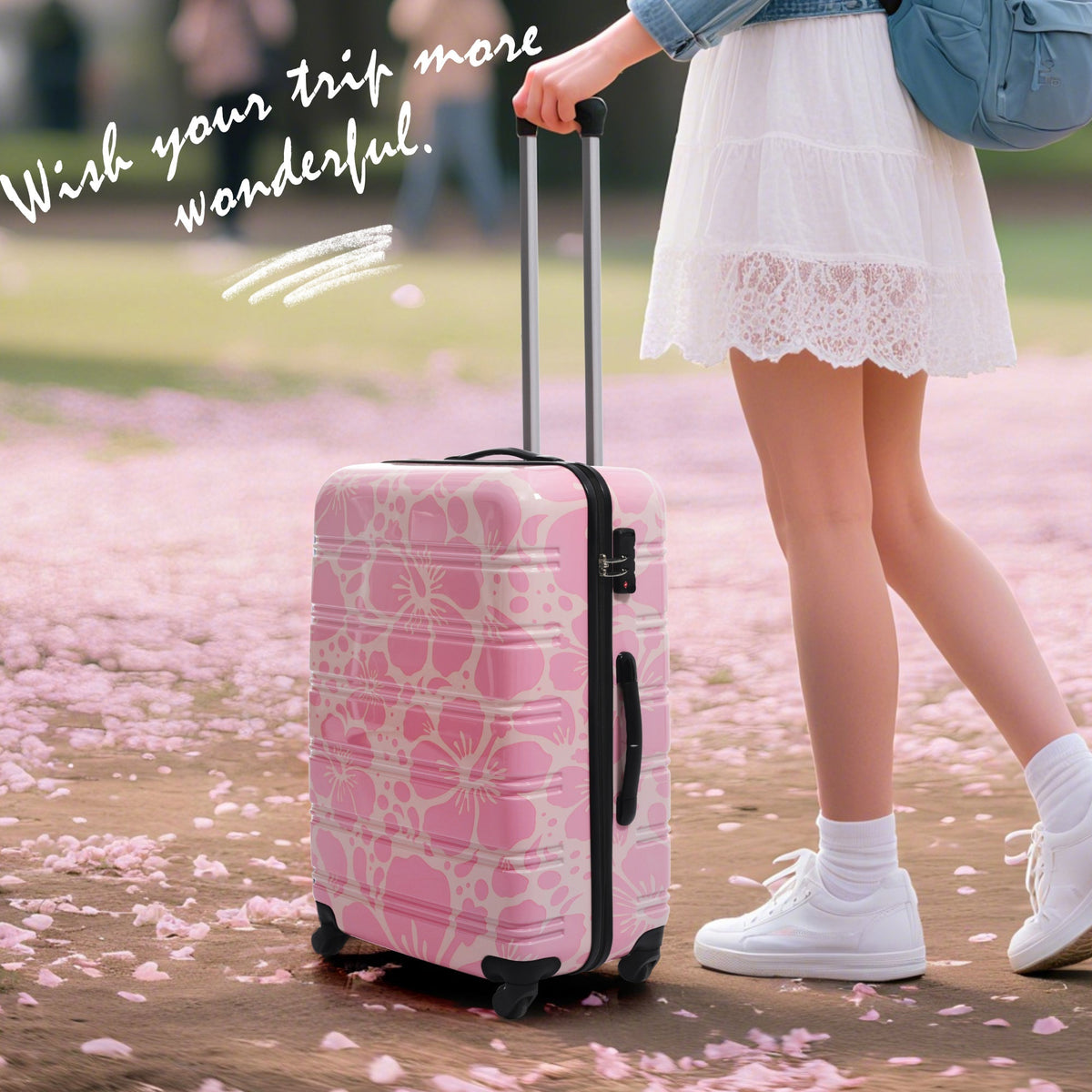 Hardshell luggage set 3-piece pink floral spinner with TSA lock on Tampa Home & Garden Store