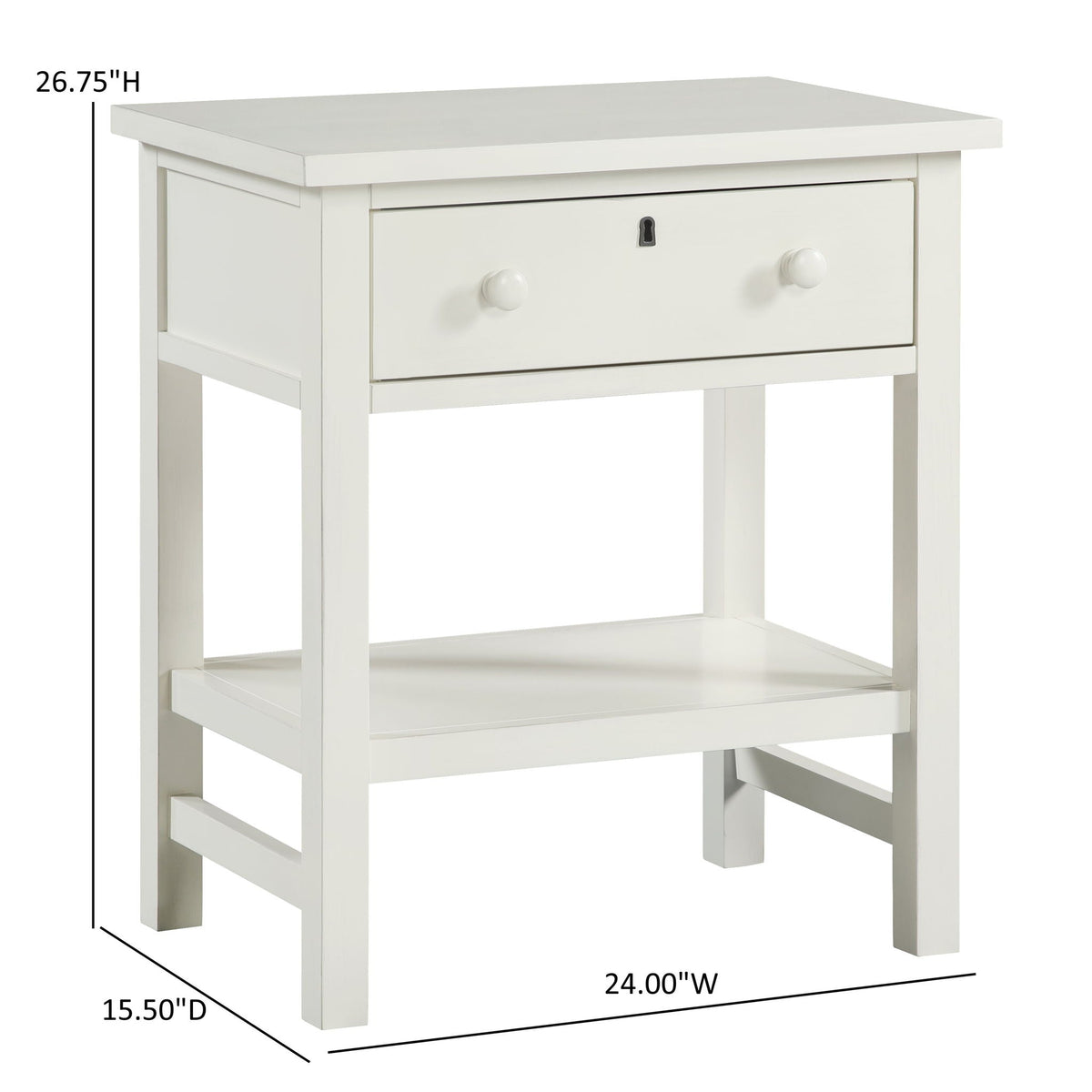 Finley 1-Drawer Storage Nightstand with Open Shelf, white finish, HouseOfZazla on Tampa Home & Garden Store