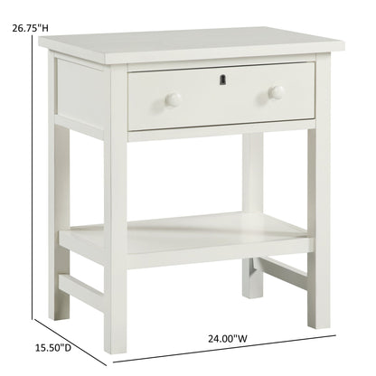 Finley 1-Drawer Storage Nightstand with Open Shelf, white finish, HouseOfZazla on Tampa Home & Garden Store
