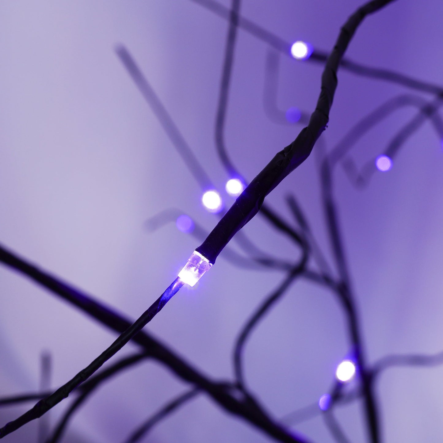 3 Pc Illuminated Halloween Tree by HouseOfZazla with purple LED string lights on Tampa Home & Garden Store