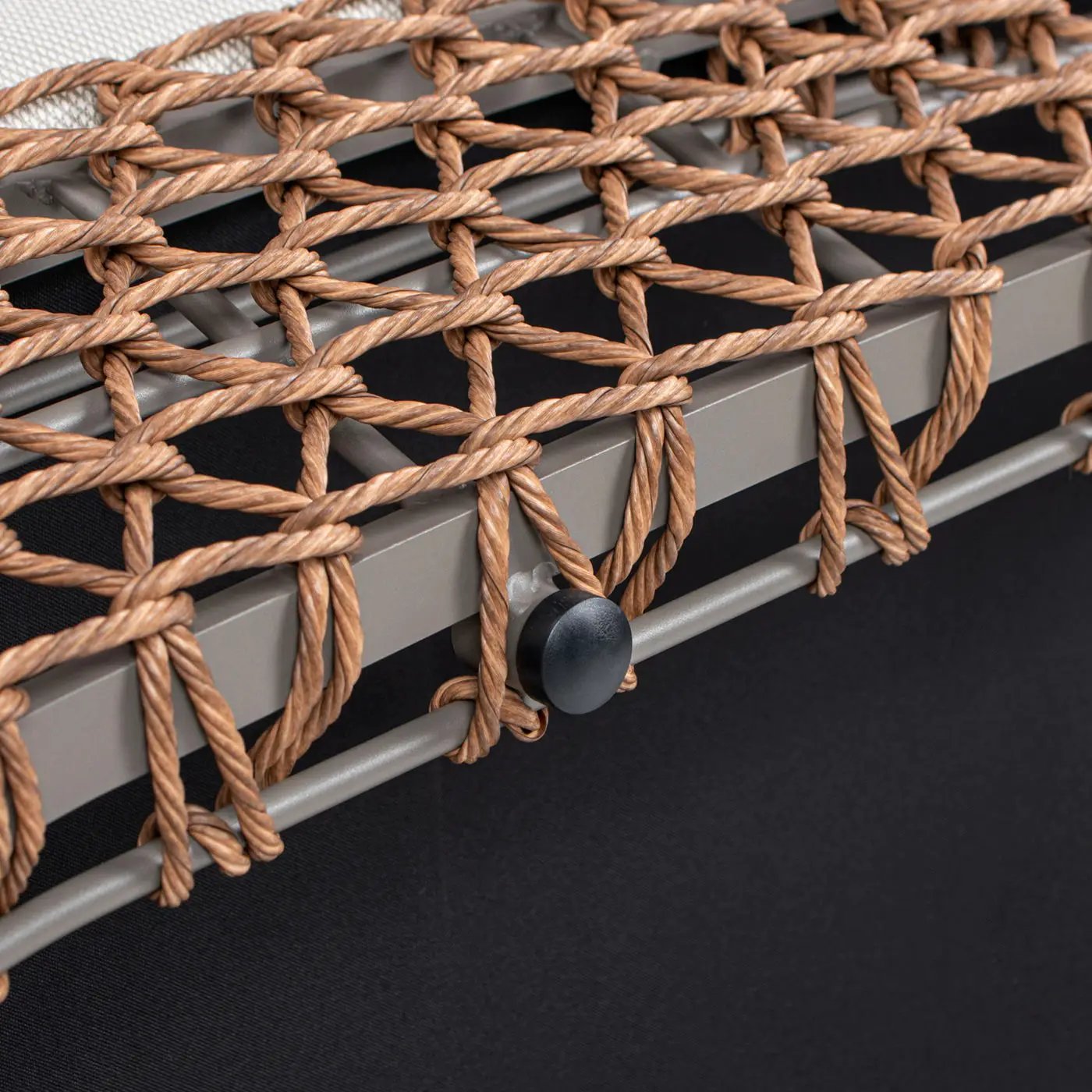 Willow Upholstered Patio Sofa brown rope netting on gray frame by Unique Piece Furniture on Tampa Home & Garden Store