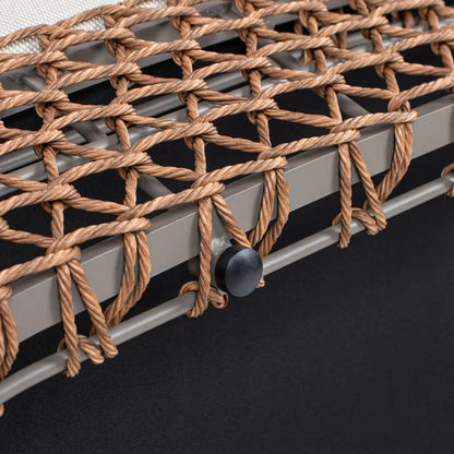 Willow Upholstered Patio Sofa brown rope netting on gray frame by Unique Piece Furniture on Tampa Home & Garden Store