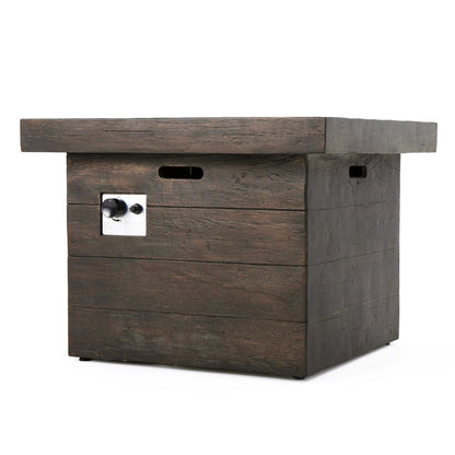Anchorage 32'' Wood Square MGO Fire Pit Brown with metal control panel 40,000 BTU on Tampa Home & Garden Store