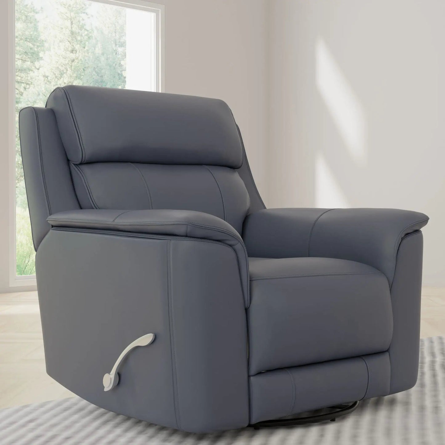 Oslo manual swivel glider recliner in blue-gray leather by Unique Piece Furniture on Tampa Home & Garden Store