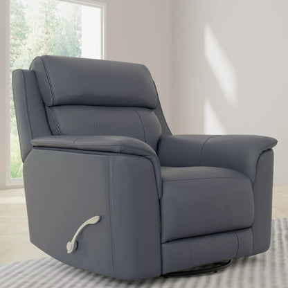 Oslo manual swivel glider recliner in blue-gray leather by Unique Piece Furniture on Tampa Home & Garden Store
