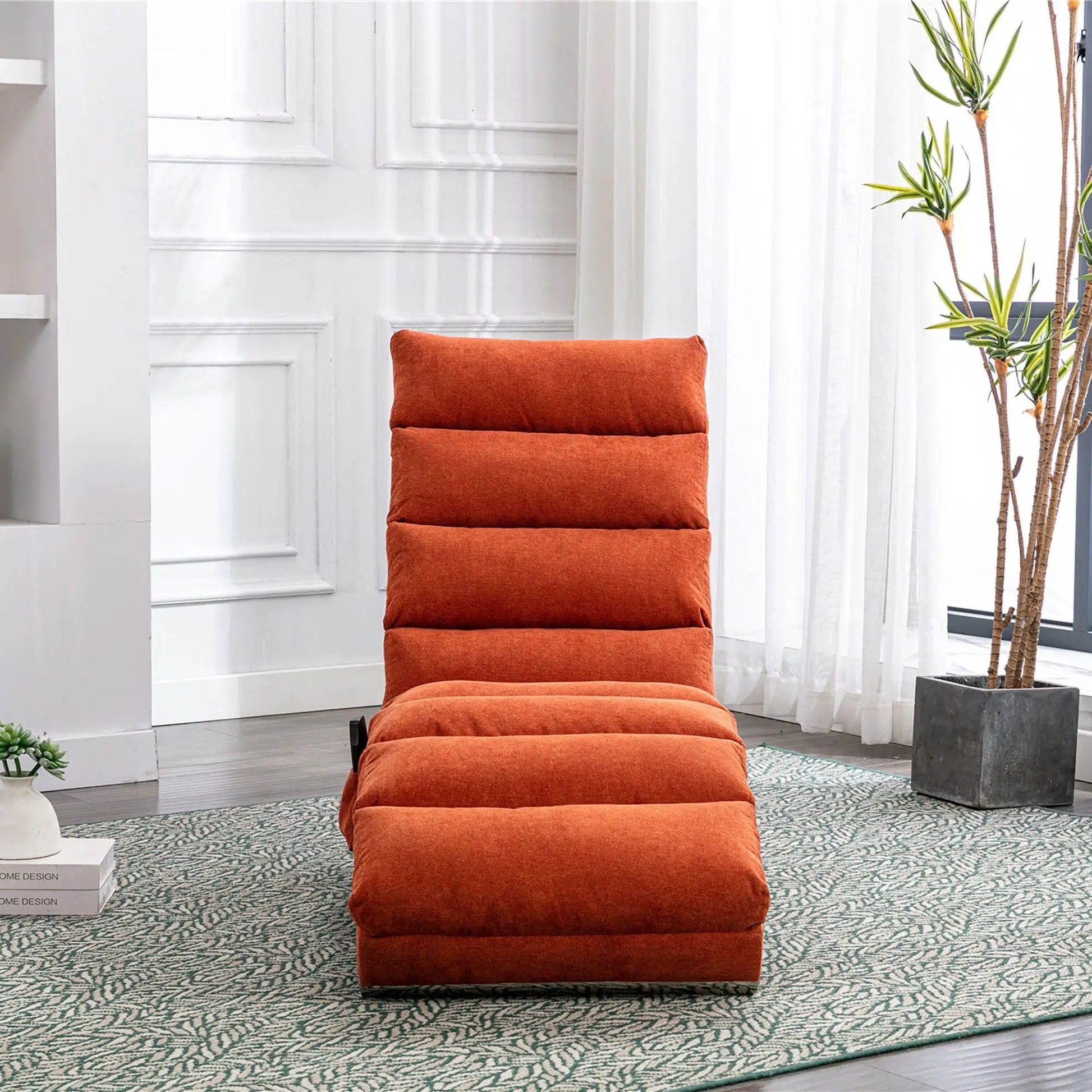 Massage chaise lounge orange upholstered indoor seating on Tampa Home & Garden Store