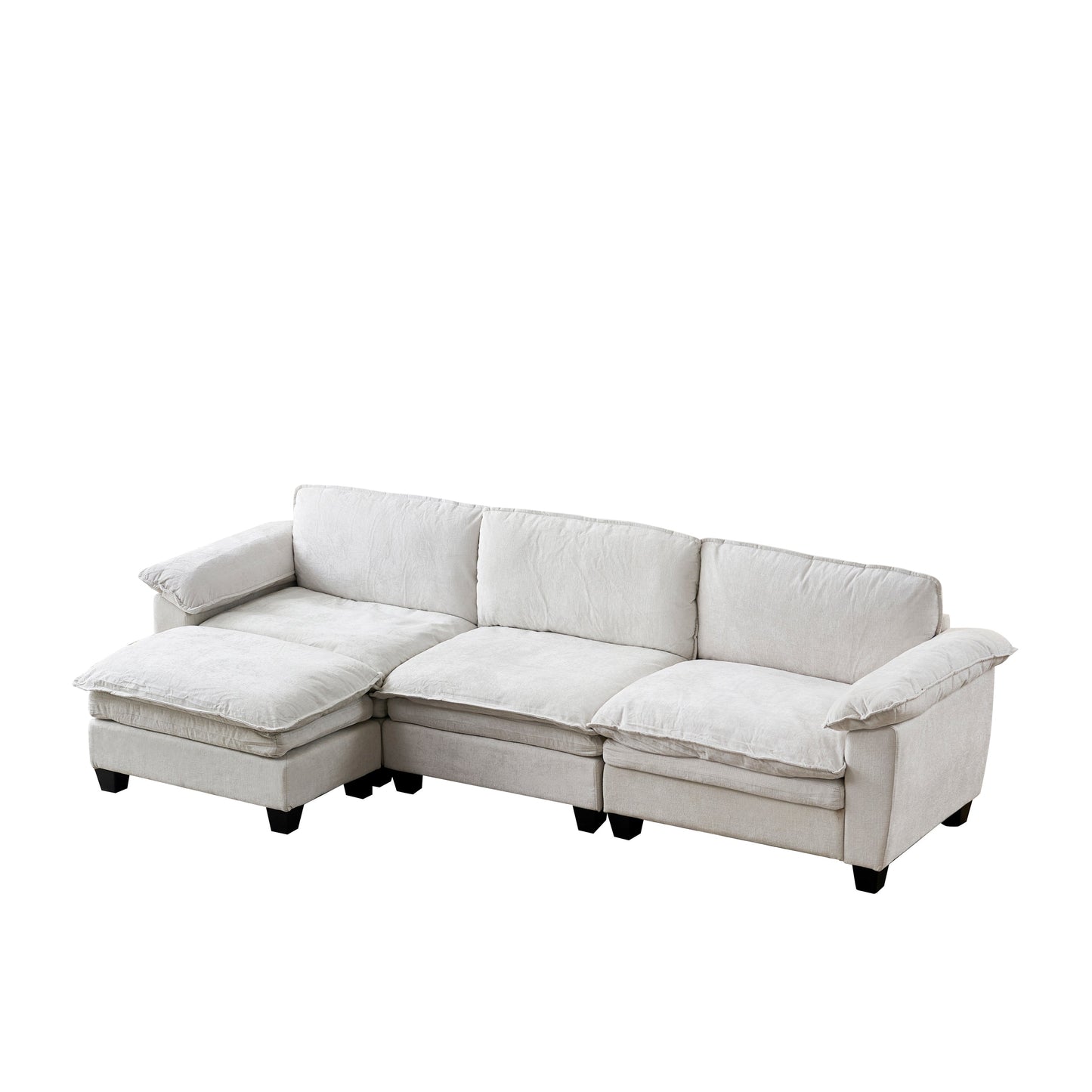Living Room Sofa Luxury Couch with Ottoman in Soft Chenille Beige by HouseOfZazla on Tampa Home & Garden Store