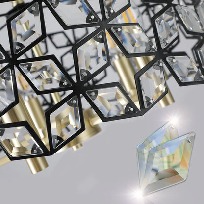 19-inch geometric crystal chandelier with black metal frame and gold accents by HouseOfZazla on Tampa Home & Garden Store