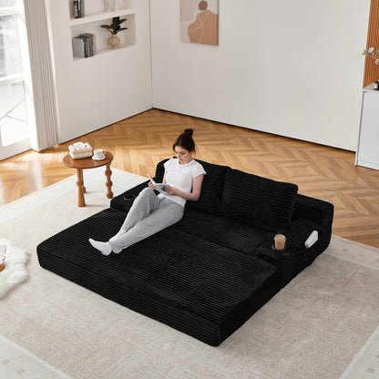 Comfortable Corduroy Two In One Sofa And Bed