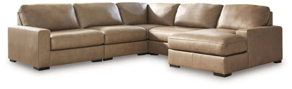 Veronella Sectional in tan leather, L-shaped sofa with chaise by Unique Piece Furniture on Tampa Home & Garden Store