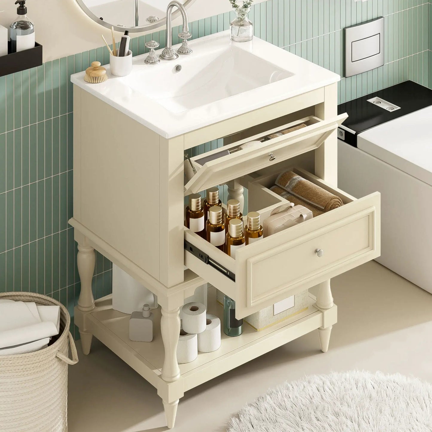 Bathroom Vanity Sink and Two Drawers Storage