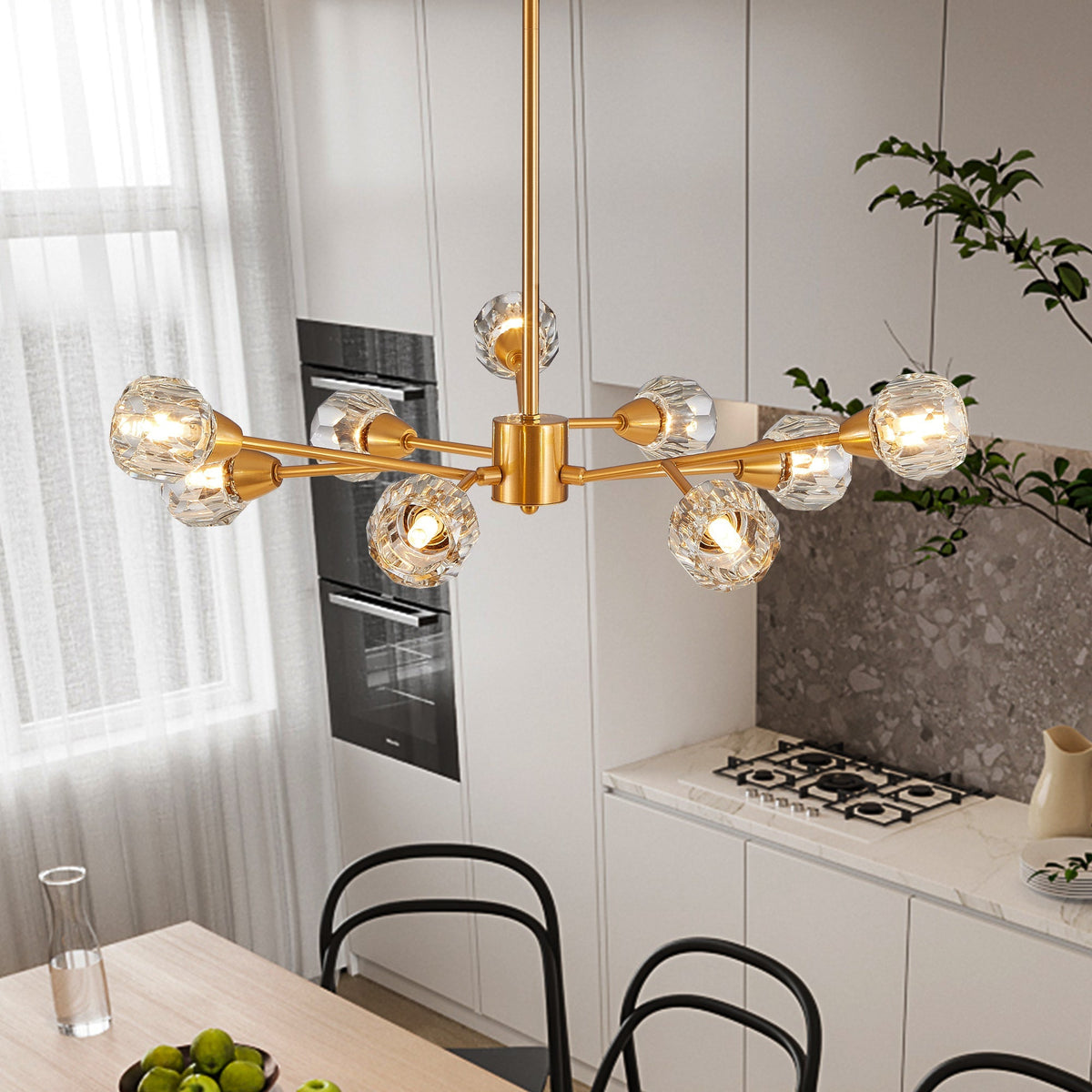 Chandelier 28in modern crystal with gold finish and 9 lights on Tampa Home & Garden Store