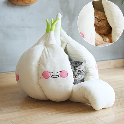 Pet Tent Bed Winter Warm Cave plush white with mat cat inside on Tampa Home & Garden Store