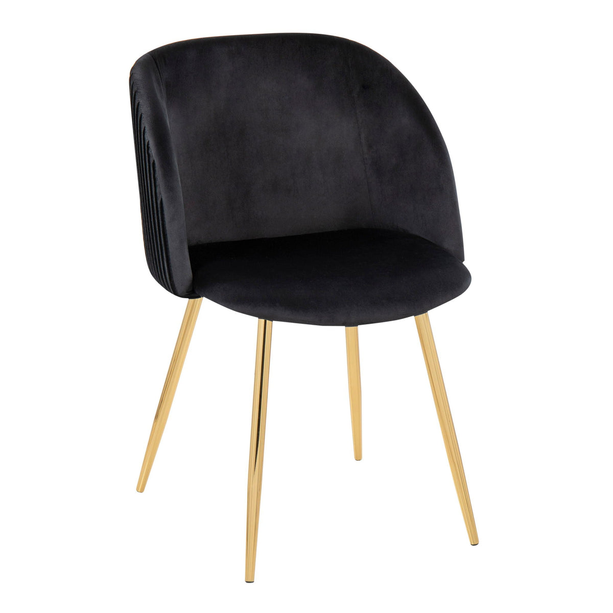 Pleated Waves Contemporary Chair set of 2 with black upholstery and gold metal legs on Tampa Home & Garden Store