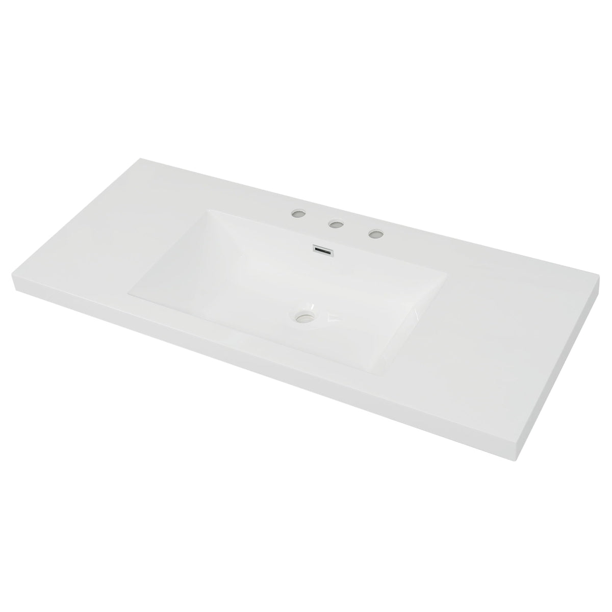 White resin vanity top with rectangular basin and 3 faucet holes by HouseOfZazla on Tampa Home & Garden Store