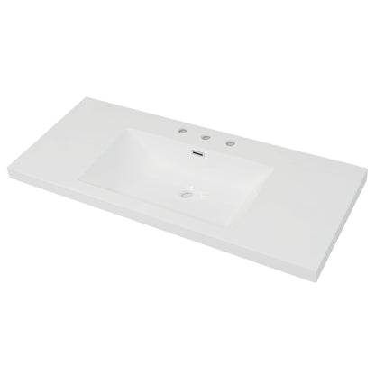 White resin vanity top with rectangular basin and 3 faucet holes by HouseOfZazla on Tampa Home & Garden Store