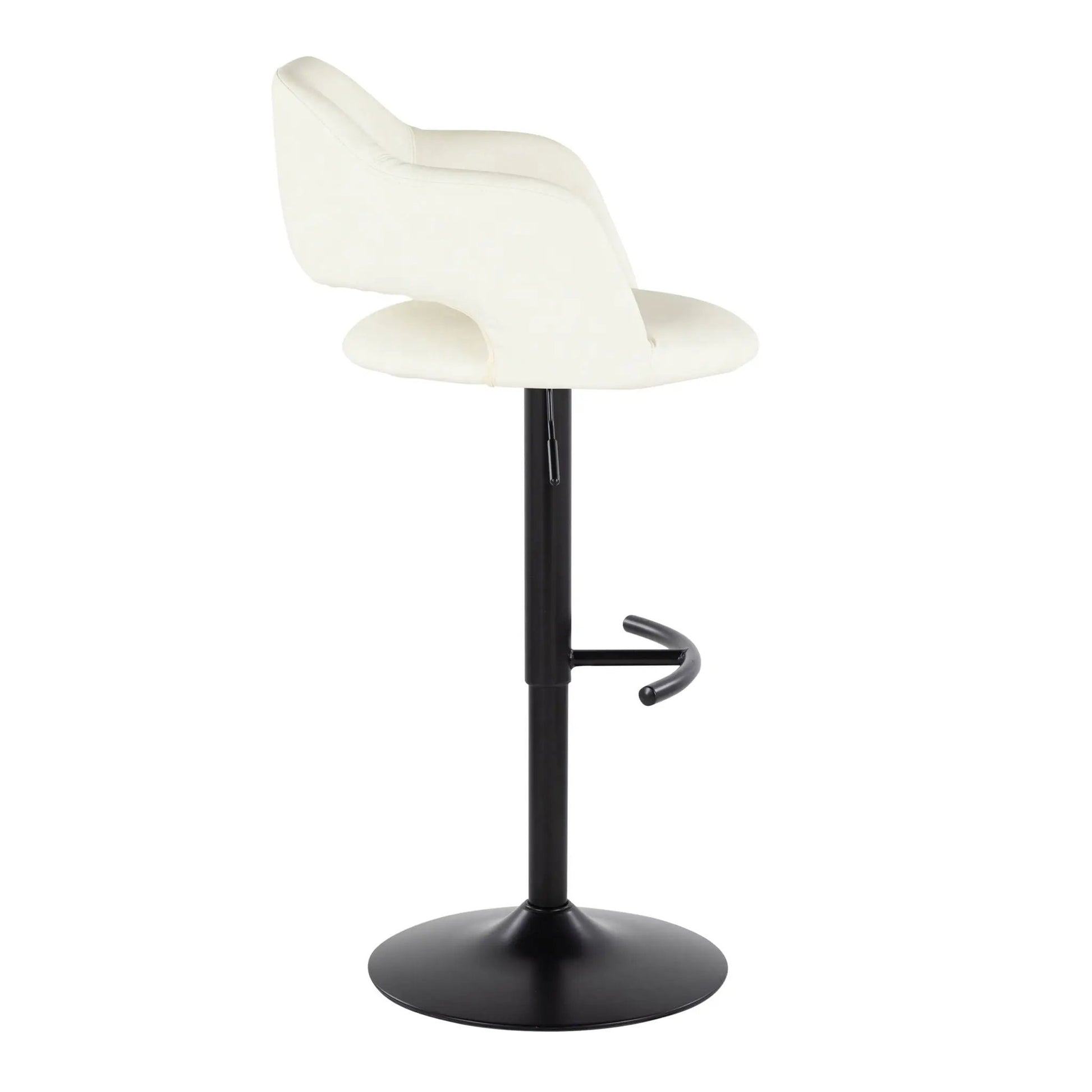 Margarite adjustable white barstool with swivel and black pedestal base on Tampa Home & Garden Store