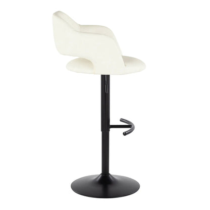 Margarite adjustable white barstool with swivel and black pedestal base on Tampa Home & Garden Store
