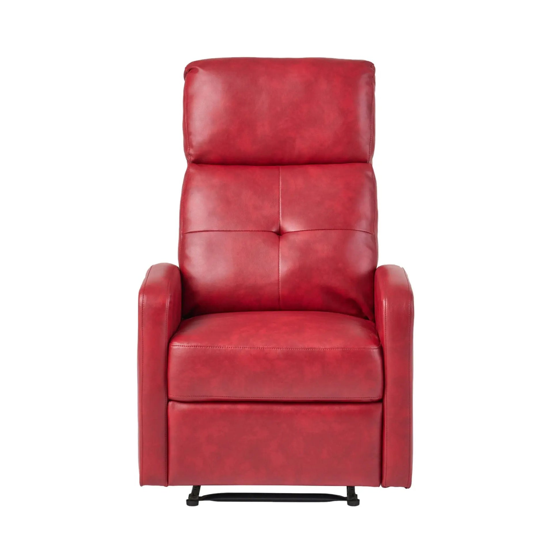 Contemporary red leather recliner chair with push-back by Unique Piece Furniture; back view on Tampa Home & Garden Store