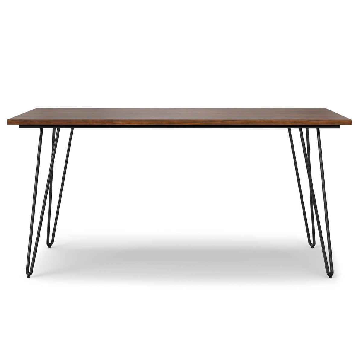 Square mango wood dining table with hairpin legs, brown top, black metal legs HouseOfZazla on Tampa Home & Garden Store