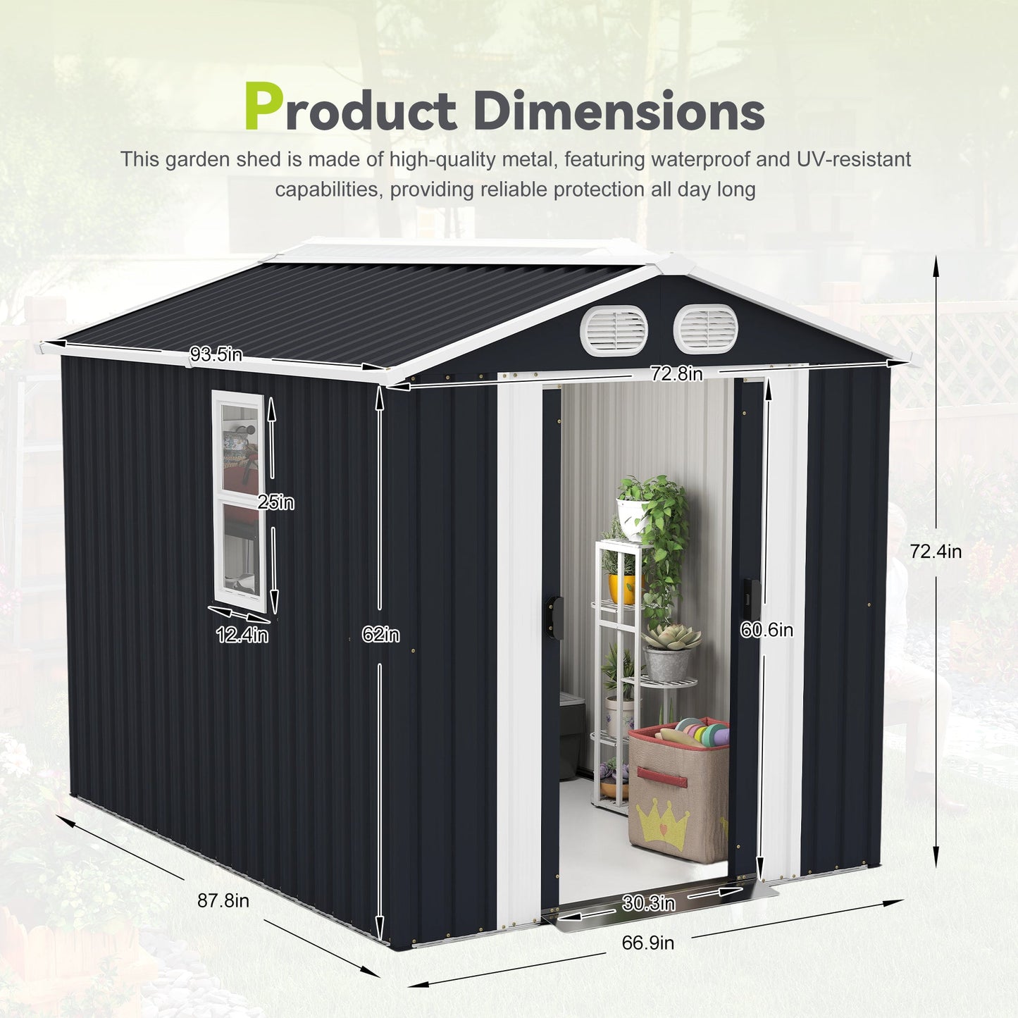 Campcraft 8x6 Metal Outdoor Garden Storage Shed