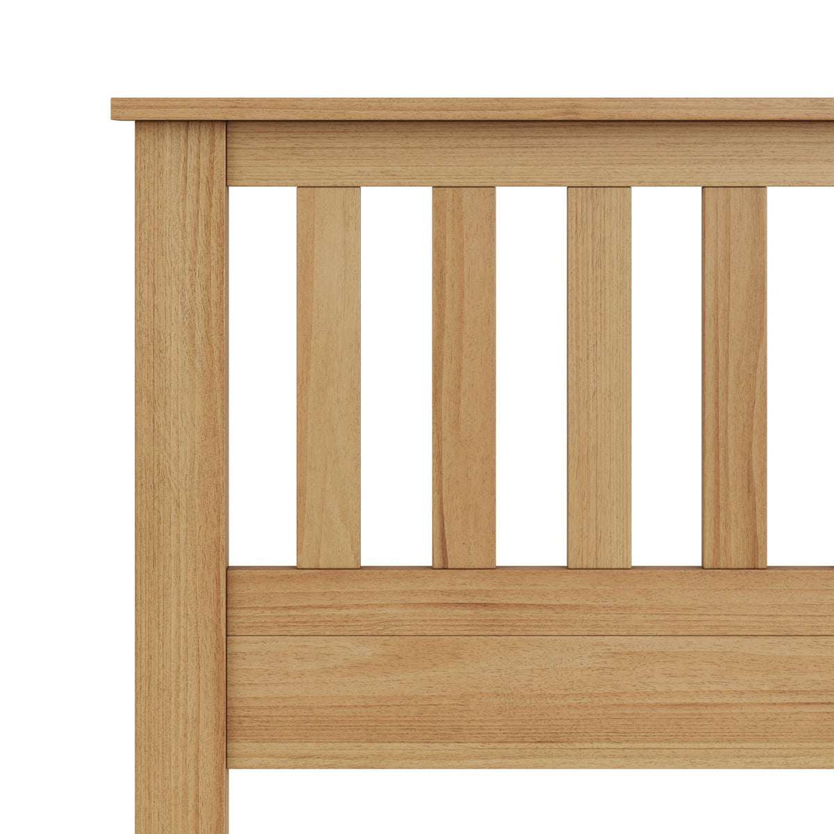 Panel headboard Malinda in light brown wood, mission style slat design, by HouseOfZazla on Tampa Home & Garden Store