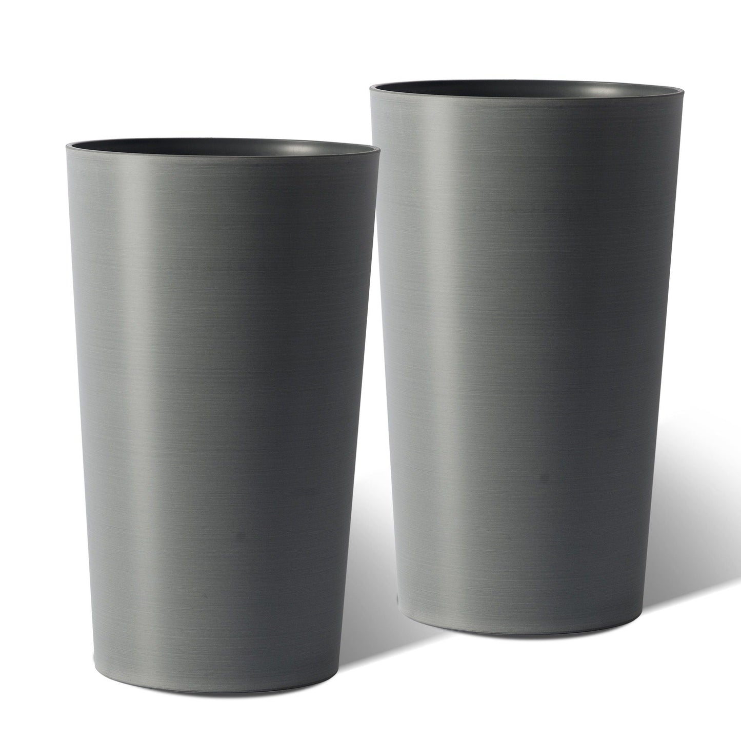 Planter For Outdoor pair by HouseOfZazla in gray metal finish, tall tapered planters on Tampa Home & Garden Store