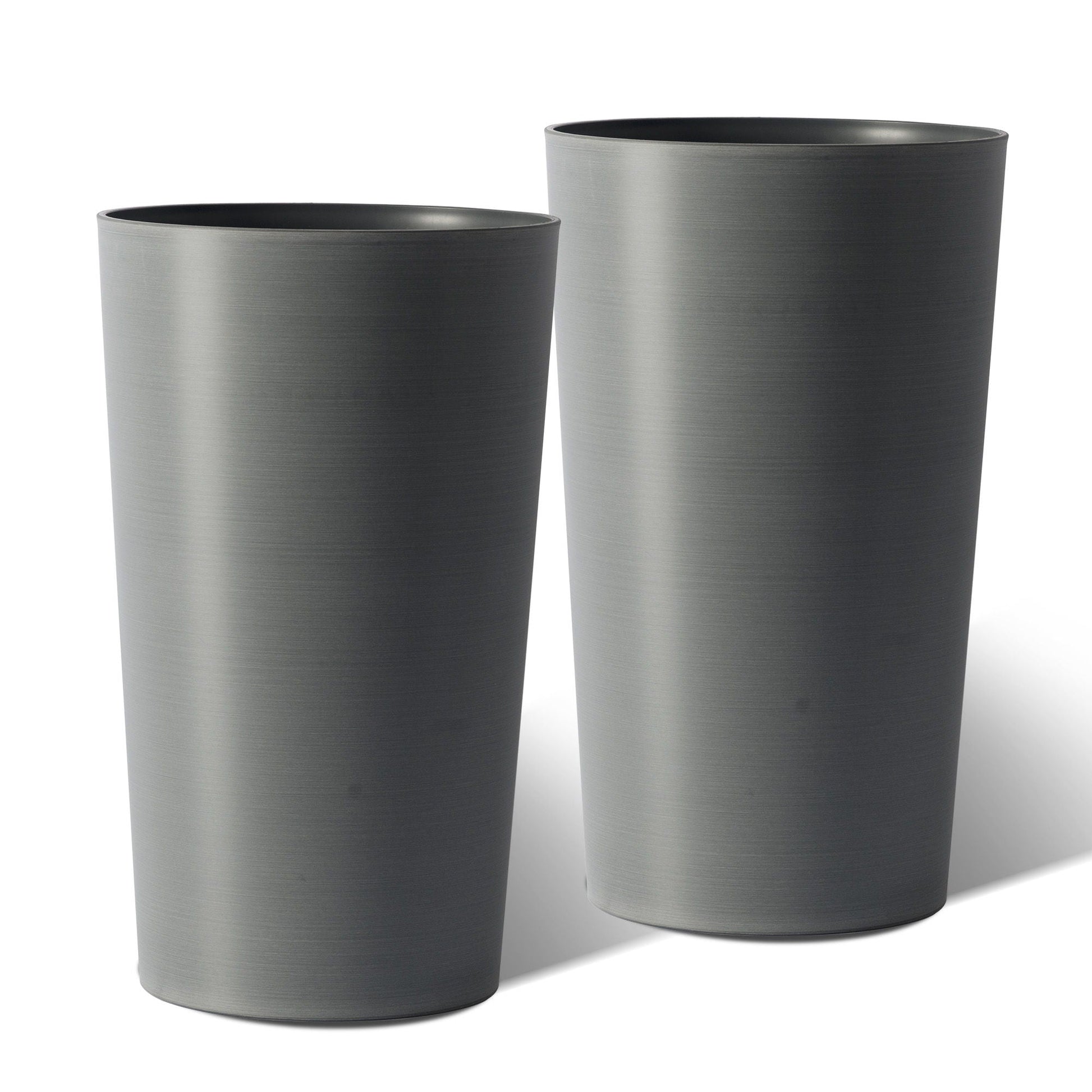 Planter For Outdoor pair by HouseOfZazla in gray metal finish, tall tapered planters on Tampa Home & Garden Store