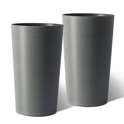 Planter For Outdoor pair by HouseOfZazla in gray metal finish, tall tapered planters on Tampa Home & Garden Store