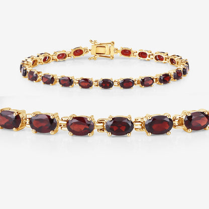 Bracelet with red garnet stones in gold-tone settings, oval gems, by Bids.com on Tampa Home & Garden Store