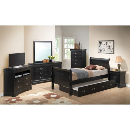 Elegant Trundle Bed by HouseOfZazla in black wood with under-bed storage drawers on Tampa Home & Garden Store