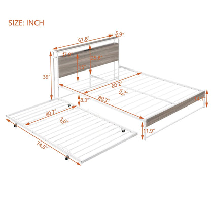 Platform Bed Frame With Trundle and USB Ports
