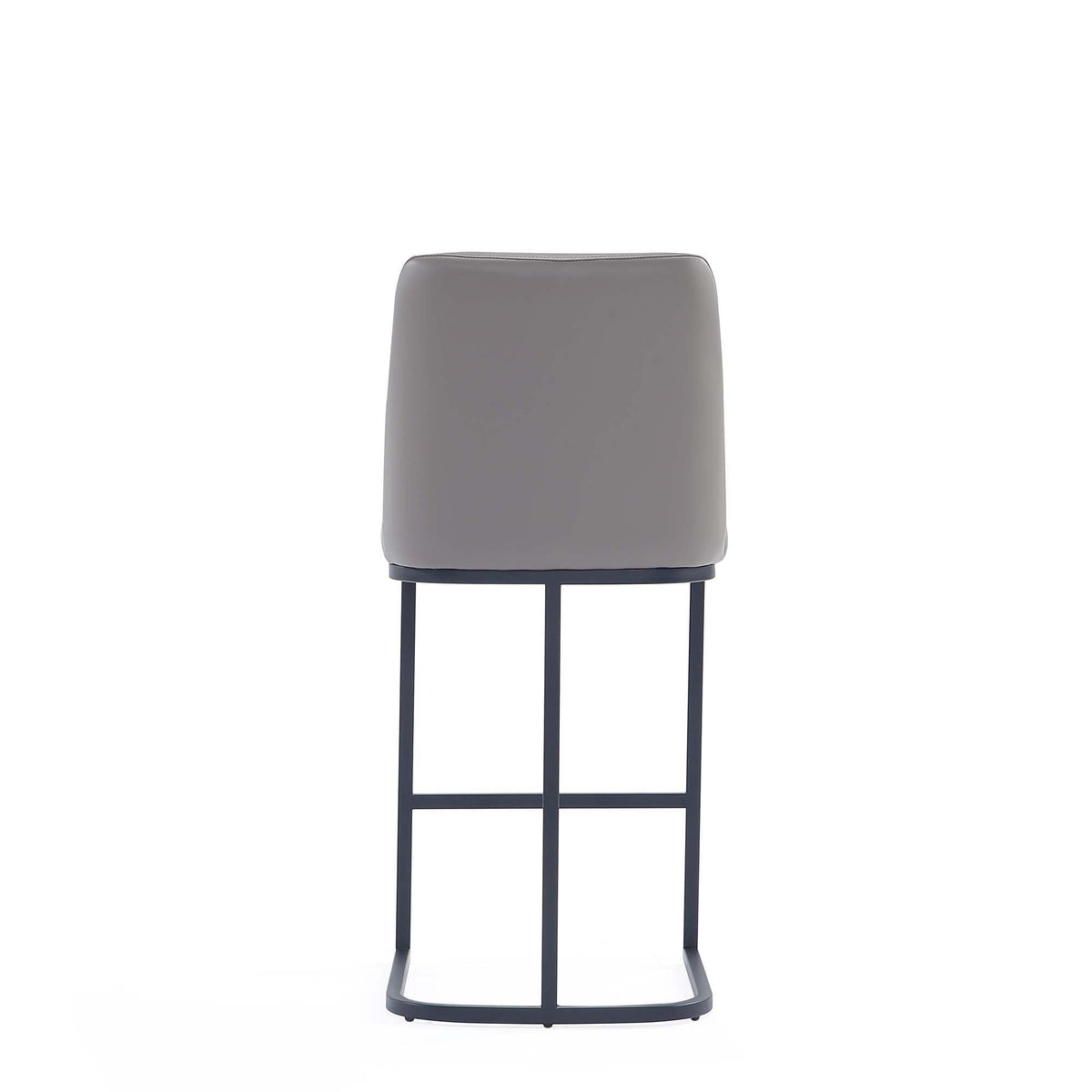 Serena Counter Stool gray upholstered back, slim black metal legs, counter height seating on Tampa Home & Garden Store