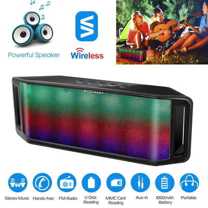 KOCASO LED Wireless Speaker portable with multicolor LED panel GemGear USB FM Aux in on Tampa Home & Garden Store