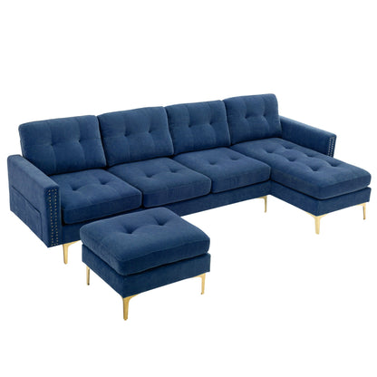 Modern Convertible Sectional Sofa and Ottoman