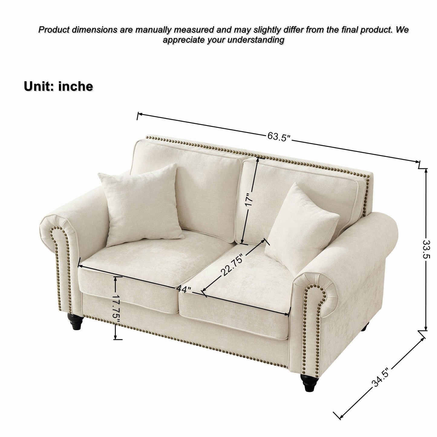 2 Seater Sofa with Rolled Arms and Tufted Back