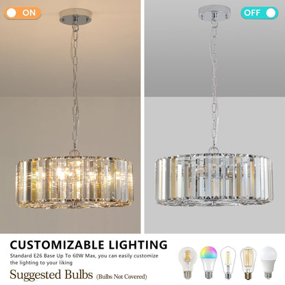 17' chrome crystal pendant chandelier with hanging chain, two views shown, by HouseOfZazla on Tampa Home & Garden Store