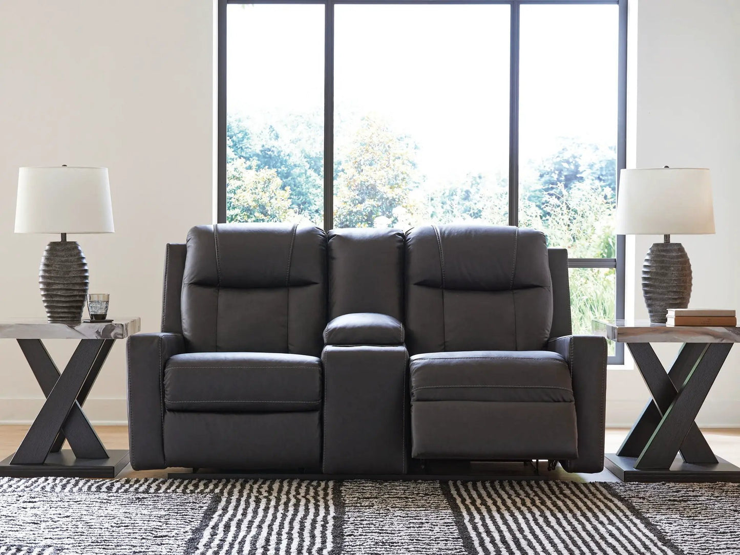 Double Reclining Loveseat With Console Caramel