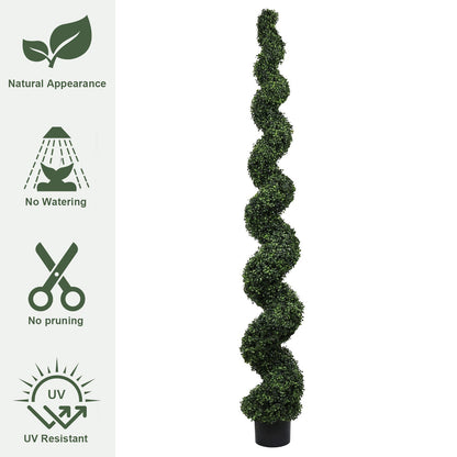 Spiral faux topiary plant in a black pot with lush green leaves HouseOfZazla on Tampa Home & Garden Store