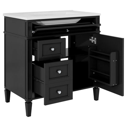 Bathroom vanity with medicine cabinet, black finish, 2 soft-close doors and 4 drawers on Tampa Home & Garden Store