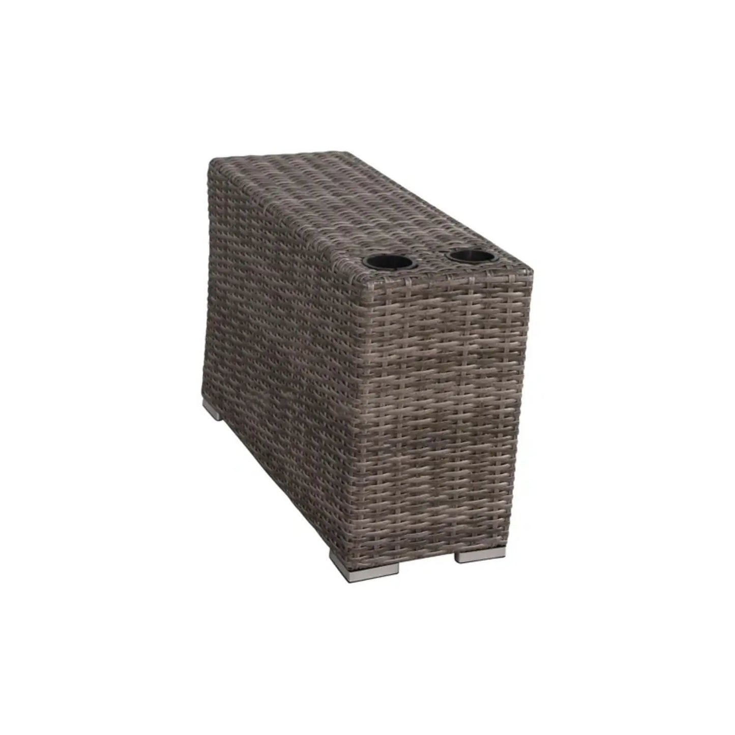 Rattan sectional end piece with built-in cup holders, brown wicker by Unique Piece Furniture on Tampa Home & Garden Store