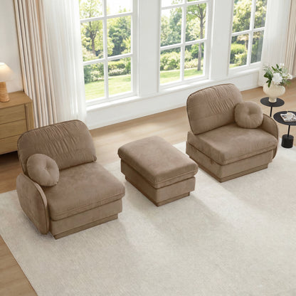 Chenille Cloud L-Shaped Loveseat Sofa beige upholstery three-piece sectional on Tampa Home & Garden Store