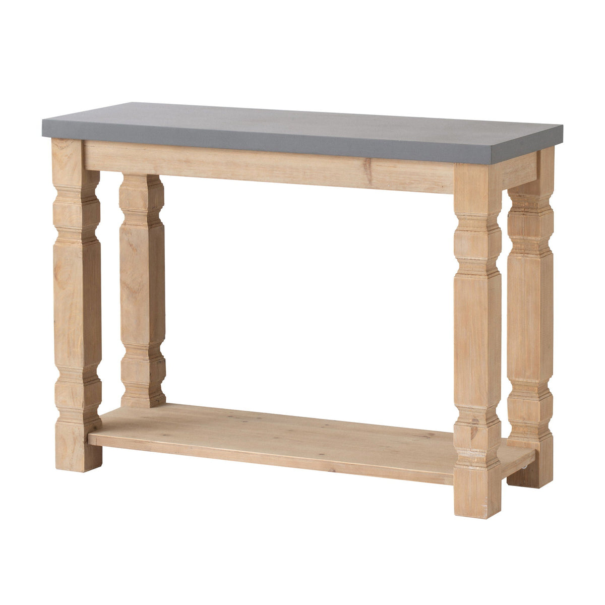 Console table by HouseOfZazla with fir wood legs and gray veneer top, light brown finish on Tampa Home & Garden Store