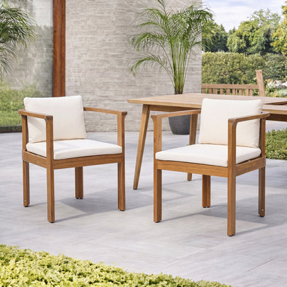 Set of 2 Curved Acacia Wood Outdoor Chairs