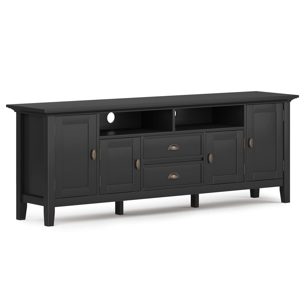 Handcrafted media stand with adjustable shelves in a black finish by HouseOfZazla TV stand on Tampa Home & Garden Store
