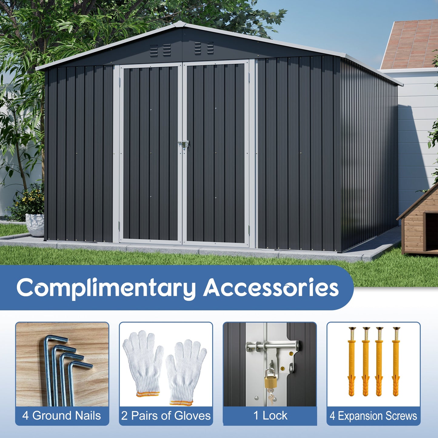 A Large Outdoor Metal Shed For Home And Garden